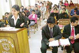 Students participate in the Philip Jessup International Law Moot Court competitions at the Army Institute of Law