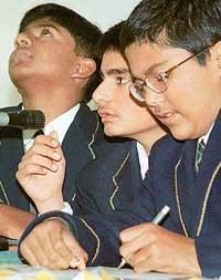 Participants in the second All-India Inter-School Euro Enviro Quiz-2004 held at St Xavier School 