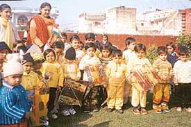 Tiny tots of Strawberry Public School, Bartana, celebrate Basant Panchami