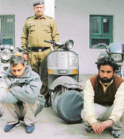 Alleged auto-lifters, Surinder Singh and Lakhbir Singh, in the custody of the Crime Branch in Chandigarh 