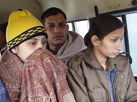 Avedna Sharma alias Aulhia Hussain and Zakhir  Hussain being taken to a court in Ambala
