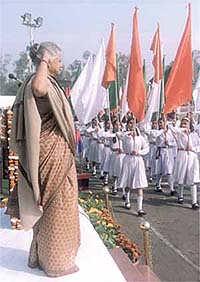 Chief Minister Sheila Dikshit at a Republic Day celebration at Chhatrasal Stadium in the Capital