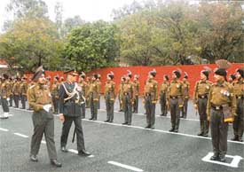 The GOC-in-C, Western Command, Lt-Gen S.S. Mehta, inspects a guard of honour in Chandi Mandir on Saturday
