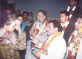 AICC office-bearer Ambika Soni had a hard time pressing Shyamdev Bhadana to