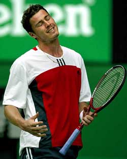 Russias Marat Safin reacts during his mens final match against second seed Roger Federer of Switzerland at the Australian Open