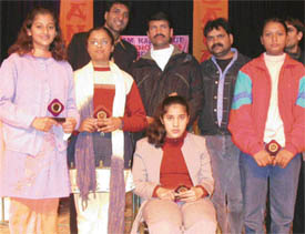 Winners of the audition for Sursangam music talent search contest, which was held at Tagore Theatre in Chandigarh