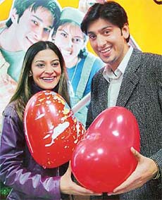 Models Candy Brar and Gaurav Dhir at the launch of Be My Valentine contest by Spice Telecom at Chandigarh