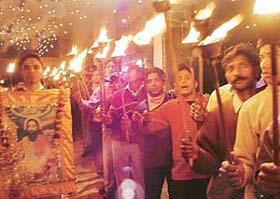 A torchlight procession being taken out in Chandigarh