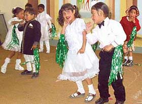 Tiny tots participate in a cultural programme, "Jhankar", organised by NTT students of DAV Model School, Sector 15, at Government Model Senior Secondary Girls School, Sector 18, in Chandigarh
