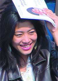A BJP activist from North East participating in the Vijay Sankalp rally
