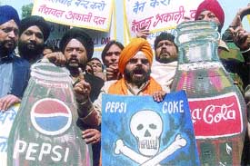 Activists of National Akali Dal protesting against Cola companies at Jantar Mantar in the Capital on Friday