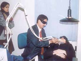 Laser treatment in progress at a clinic in West Delhi. 