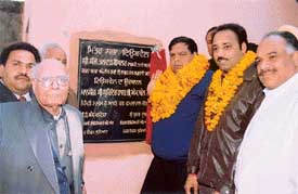 Congress legislator Surinder Dawar lays the foundation stone of development works in Ward No 51 in Ludhiana on Sunday