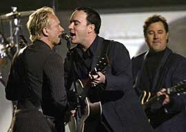 Sting Dave Matthews and Vince Gill perform at the 46th annual Grammy Awards in Los Angeles 