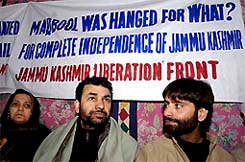 JKLF chairman Mohammad Yasin Malik observes a fast at Maisuma in Srinagar 