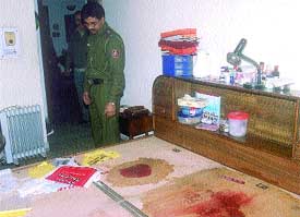 A scene of the bedroom, where the couple were murdered