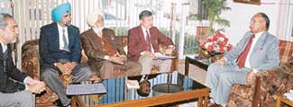 Some of the managing committee members of the Chandigarh Golf Club with the Chandigarh Administrator, Justice O.P. Verma, at Punjab Raj Bhavan