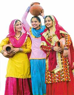 Students dressed in traditional attire at a competition organised at Government Polytechnic for Women