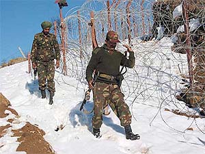 Army jawans patrolling near the Line of Control