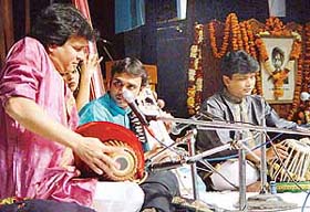 Gopal and Madhusudan Barman present sreehkol and tabla jugalbandi on the second day of Bhaskar Rao sangeet and nritya sammelan