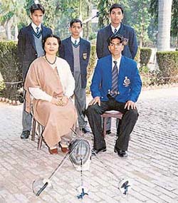 Fencers of the St Soldiers Divine Public school, Sector 16, Panchkula, along with the Principal of the school