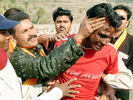 Bajrang Dal activists blacken the face of a youth