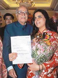 Pratibha with dad L.K. Advani: Big screen beckons