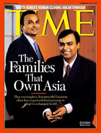 Anil Ambani and Mukesh Ambani of the Reliance Group of Industries figure in the cover story of Time Magazine.