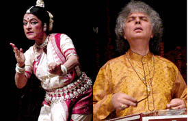 Kumkum Mohanty and Pt Shiv Kumar Sharma present Odissi and santoor recital, respectively, on the third day of the Bhaskar Rao Sangeet and Nritya Sammelan at tagore Theatre