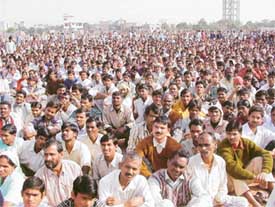 A Poorvanchal Ekta rally organised by social and religious bodies of the migrants from Uttar Pradesh and Bihar