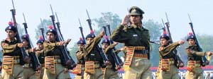 The better half of Delhi Police during the Raising Day Parade in the Capital on Monday.