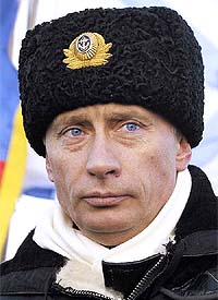 Russian President Vladimir Putin observes from aboard the submarine "Archangelsk"