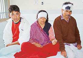 Members of a family who were injured by assailants near Landran
