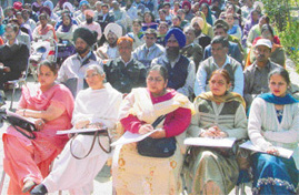 Teachers from government primary and elementary schools of the state attend a workshop at Government Inservice Training Centre in Ludhiana 