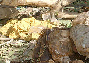 Explosive material lies near the site of the blast in the malkhana in the Amritsar District Courts complex 