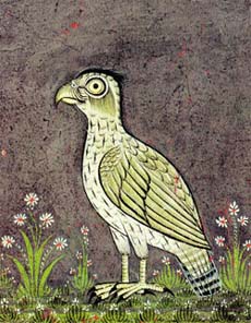 A dream image of an owl in a Pahari painting, possibly from Nurpur, ca 1700