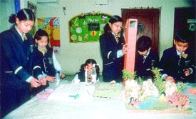 Students of Children's Valley, Preet Vihar, participating in the Science Fair, 2004, on the school campus