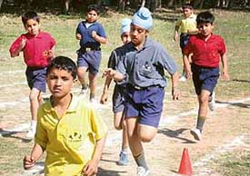 Children of Yadavindra Public School, Mohali, take part in 800m race in the 25th annual athletics meet held on the school campus