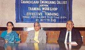 Dr P.K. Tulsi, Dr O.P. Bajpai and Col. S.P. Sharma  at the training workshop on effective teaching conducted by the NITTTR, Chandigarh