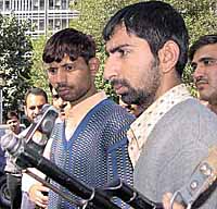 Vijay Sharma and Rakesh, who were arrested by the Delhi Police Crime Branch in the Capital on Monday for the double murder of Dr Mahender Kumar Verma and his friend Yogender Sharma. 