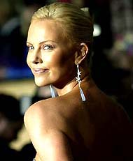 Actress Charlize Theron, winner of the best actress award for her role in Monster