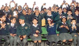 Students of St. Xaviers Senior Secondary School, Sector 44, Chandigarh, with their awards at the annual academic award presentation ceremony