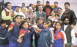 The Delhi team who annexed the Youth National Super Seven Cricket Tournament at Nainital with the trophy.