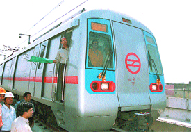 A Metro trial run on the Inderlok-Rithala section