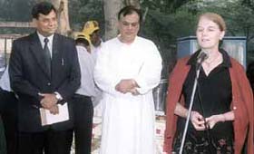 Australian High Commissioner Penelop Wensley inaugurating the Commonwealth Cricket Tournament for the Raymond Trophy