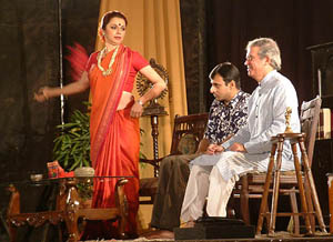 A scene from Dance like a Man staged at Jalandhars Red Cross Bhavan on Saturday night by the Chandigarh-based Durga Dass Foundation.