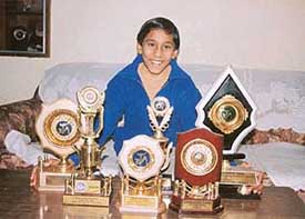 Nourin Midha with the trophies she has won in roller skating
