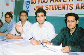 Leaders of the ABVP addressing a press conference in the city