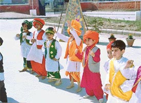 Students of Ryan International School present a dance item on the occasion of Grandparents Day in Chandigarh on Saturday.