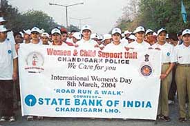 A run-and-walk organised by the UT police in association with the State Bank of India in connection with International Women’s Day